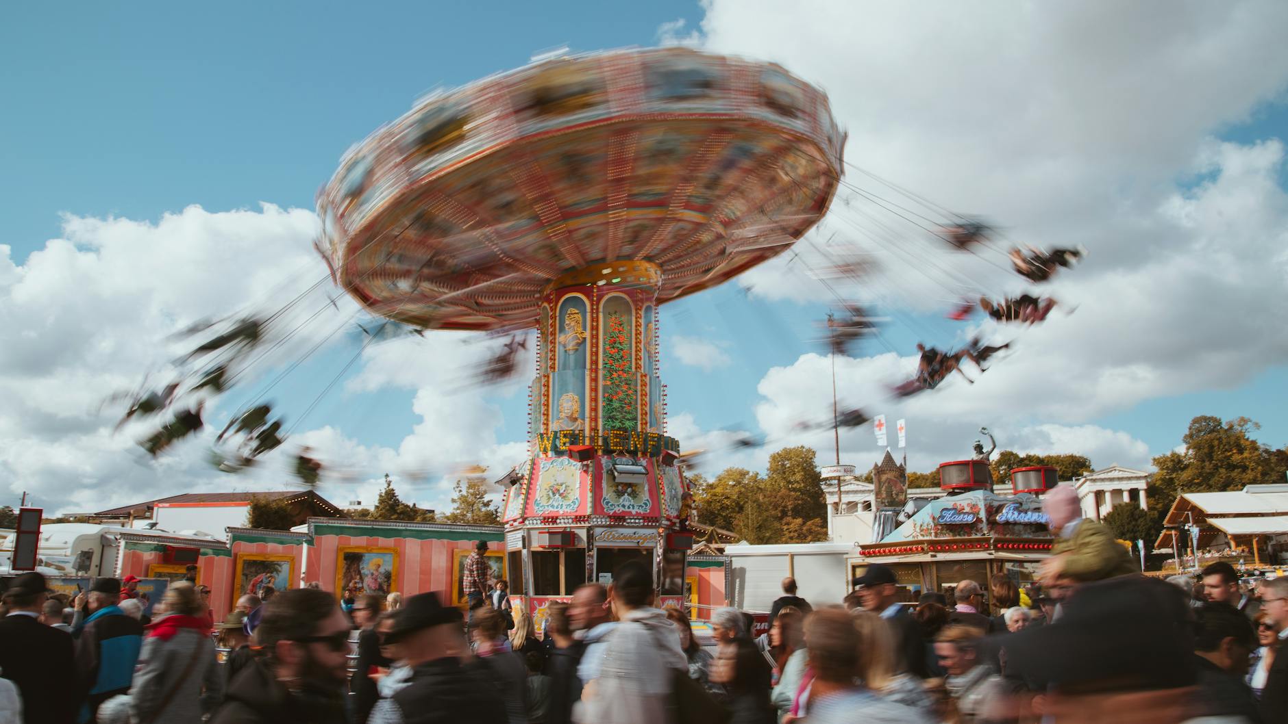 oktoberfest carousel swing ride in munich