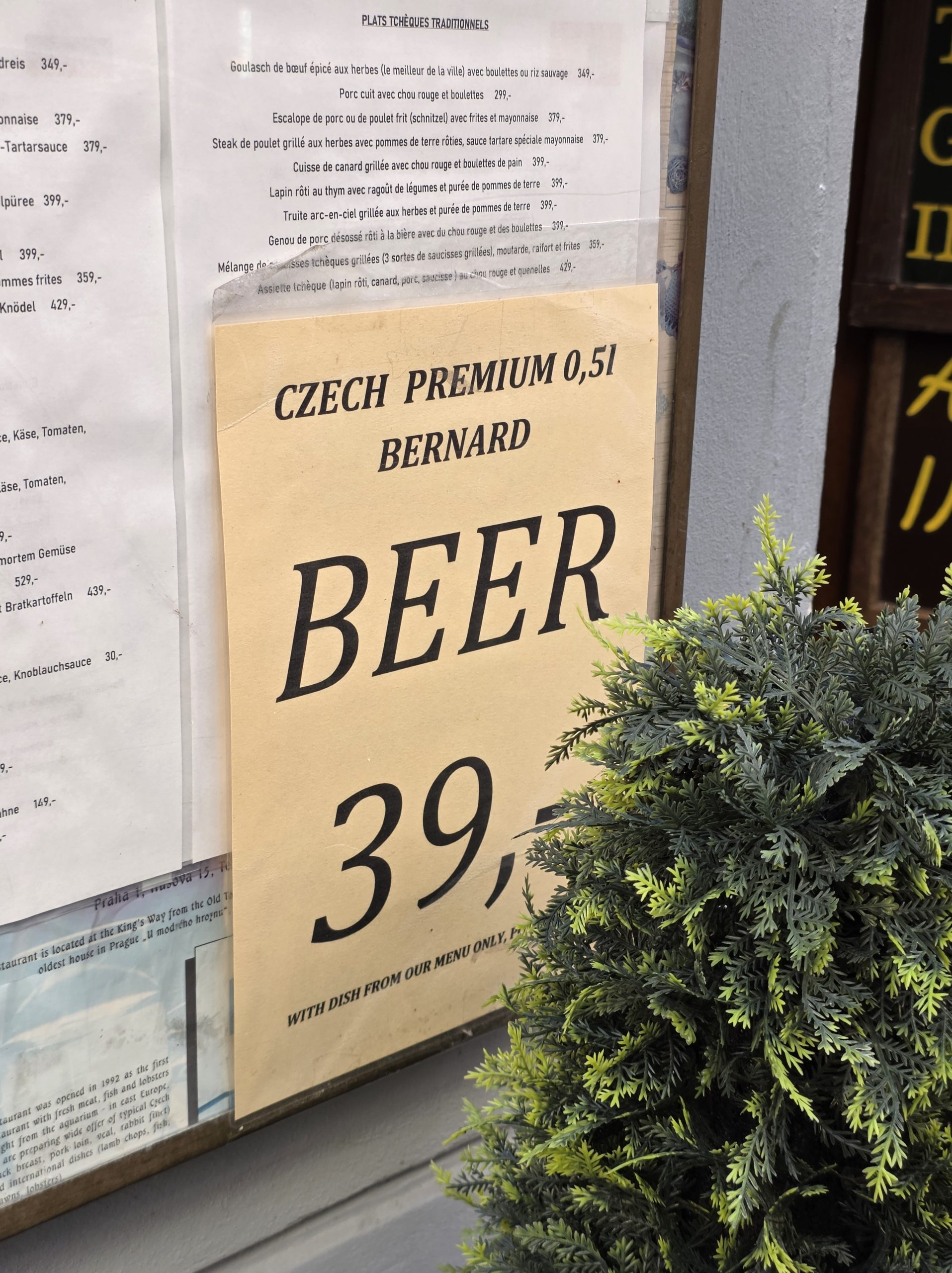 Bier für 39 CZK in Kombination mit Essen